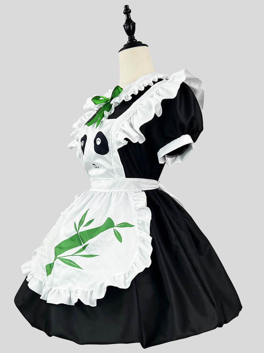 Plus Size Panda Printed French Maid Cosplay Dress Uniform Blesssafe
