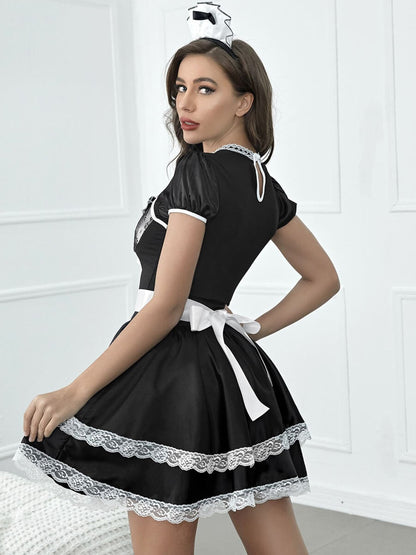 Classic French Maid Cosplay Outfit Apron Mini Dress Blesssafe