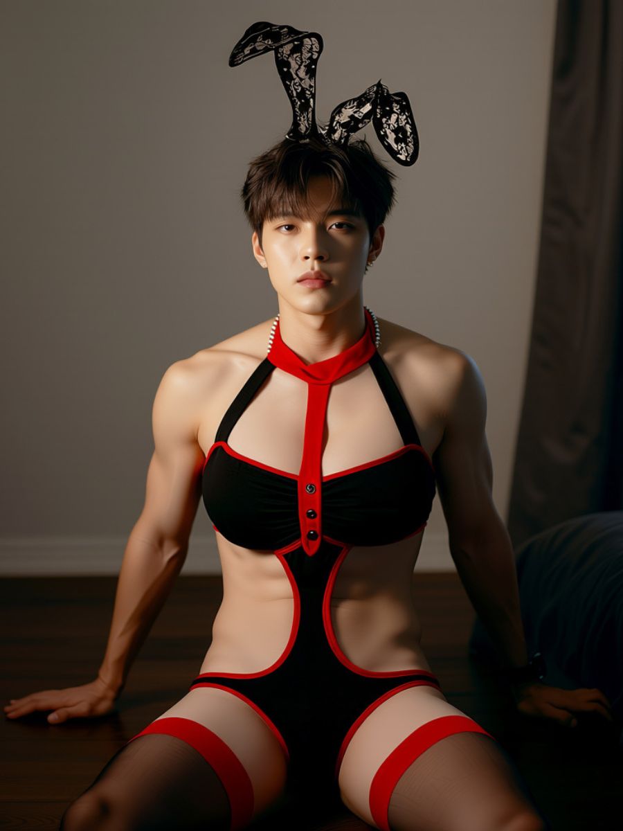 Men's Bunny High Cut Teddy Lingerie - Sexy Male Anime Romper blesssafe