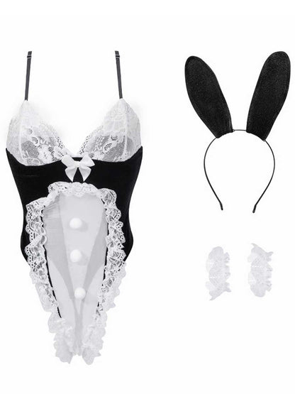 Crotchless Bunny Girl Bodysuit - Sexy Open Crotch Anime Outfit blesssafe