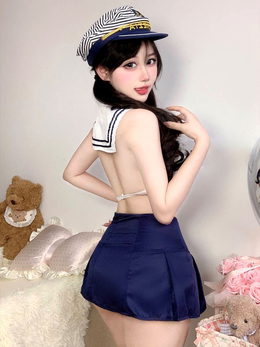 Navy Blue Schoolgirl Cosplay Outfit - Cute Anime JK Uniform Set Blesssafe
