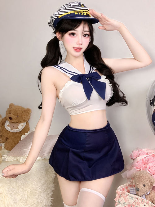 Navy Blue Schoolgirl Cosplay Outfit - Cute Anime JK Uniform Set Blesssafe