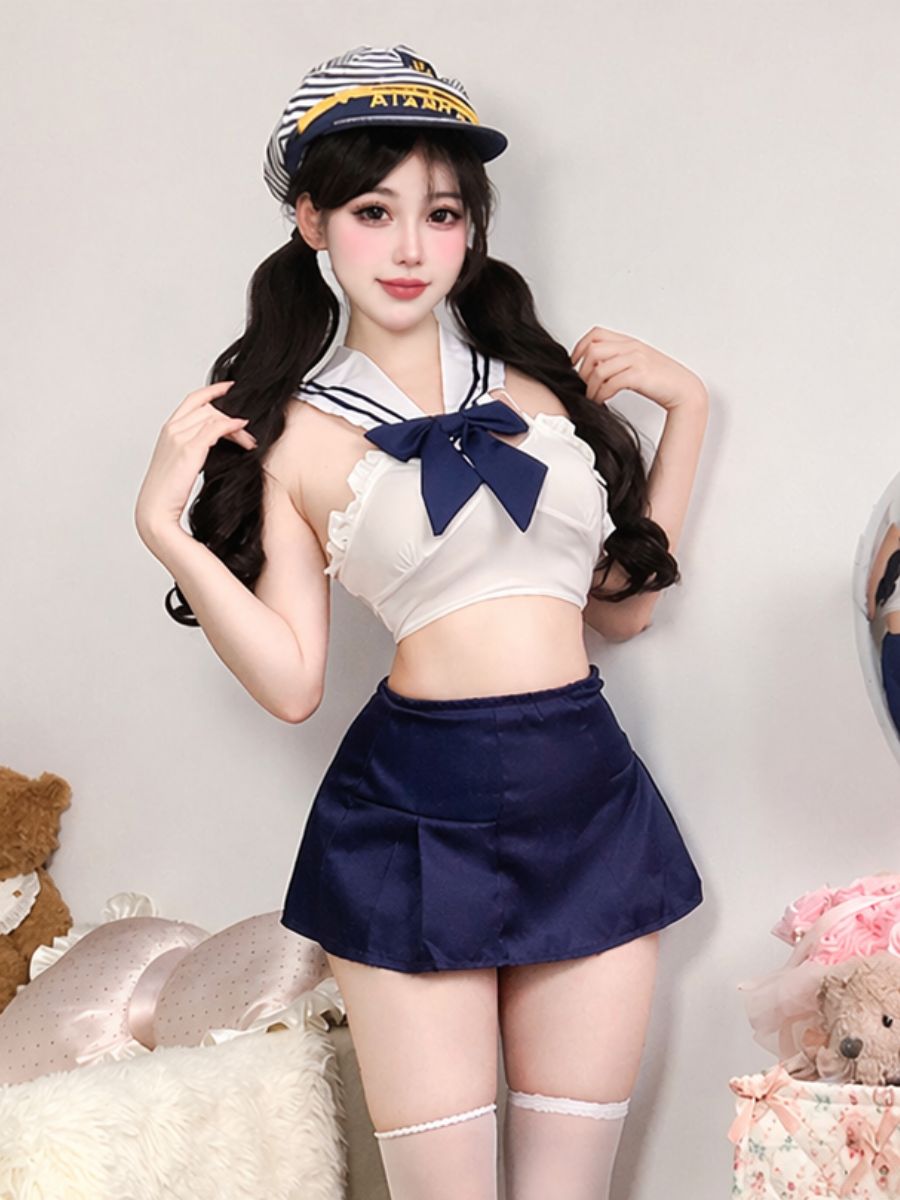 Navy Blue Schoolgirl Cosplay Outfit - Cute Anime JK Uniform Set Blesssafe