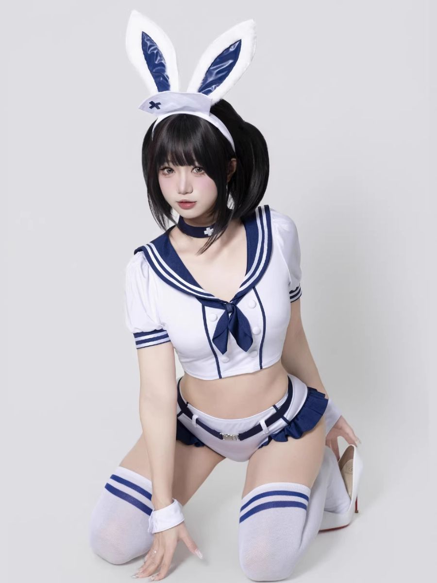 Navy Sailor Bunny Girl Cosplay Set Anime School Uniform Outfit blesssafe