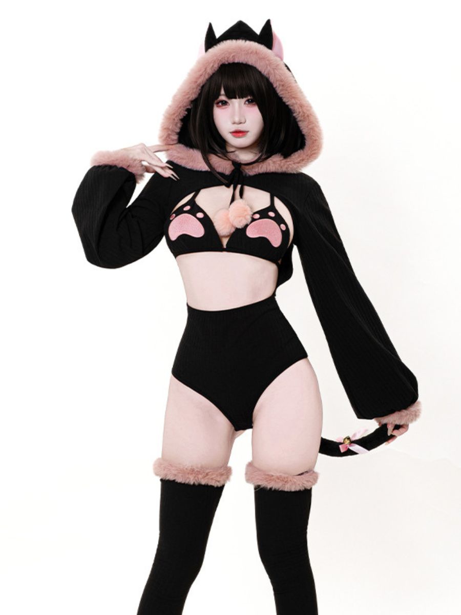 Anime Neko Cat Bodysuit Lingerie Set blesssafe