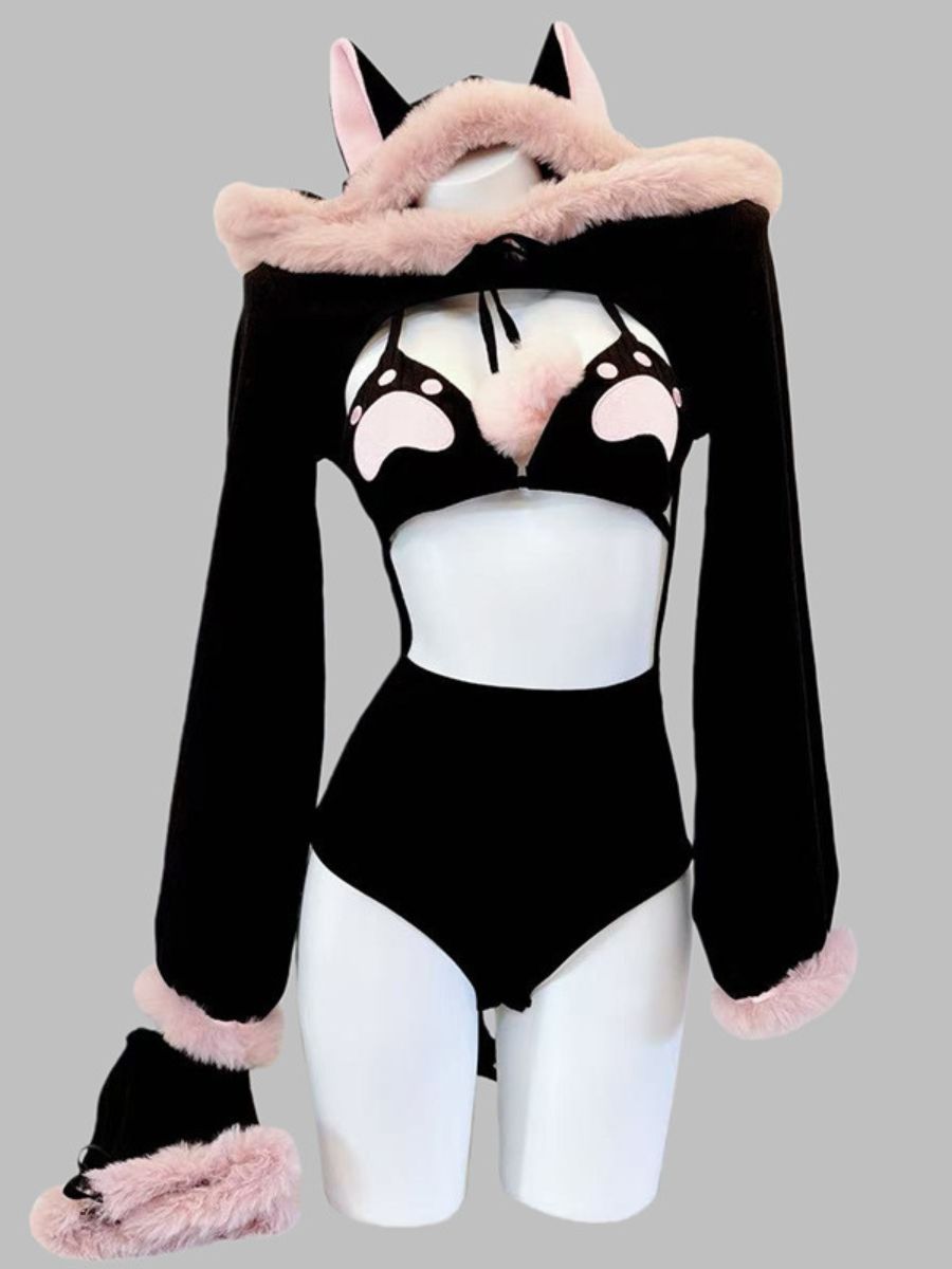 Anime Neko Cat Bodysuit Lingerie Set blesssafe