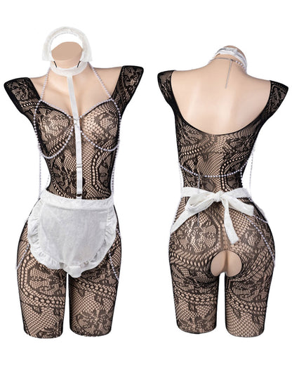 Provocative Open Crotch Maid Cosplay Lingerie Set Blesssafe