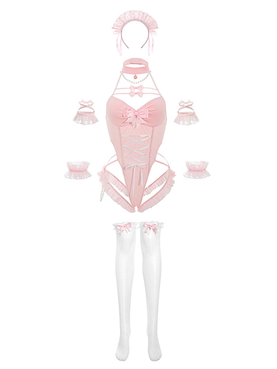 Sweet Pink Maid Cosplay Lingerie Set Blesssafe