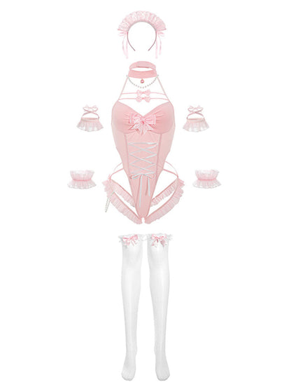 Sweet Pink Maid Cosplay Lingerie Set Blesssafe