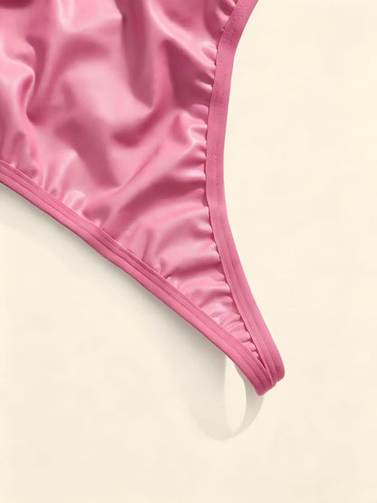 Pink Skull Gothic Lingerie Cut Out Bodysuit