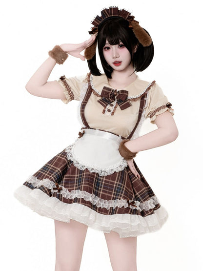 Plaid Puppy Cosplay Lolita Costume Set Blesssafe