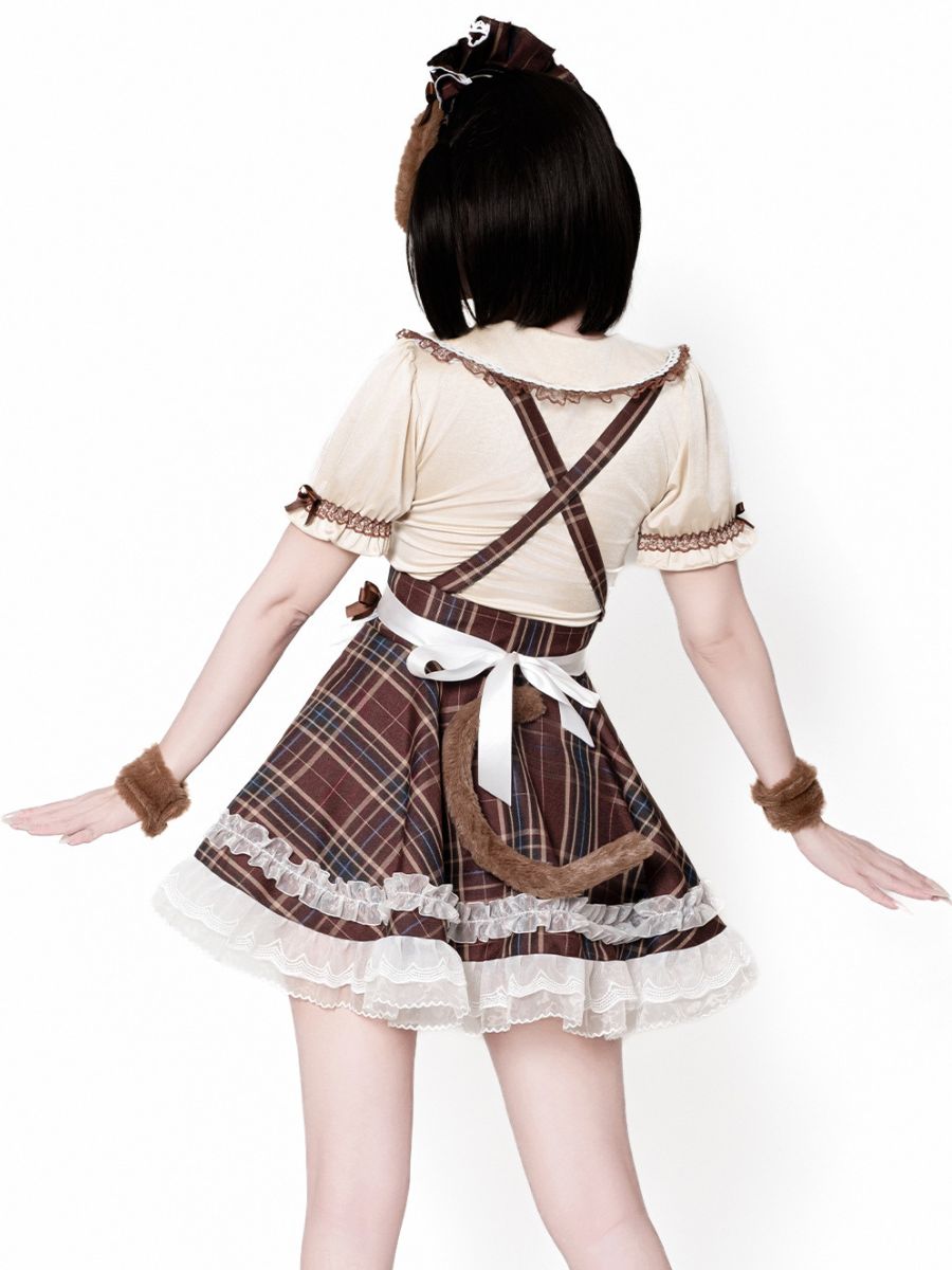 Plaid Puppy Cosplay Lolita Costume Set Blesssafe