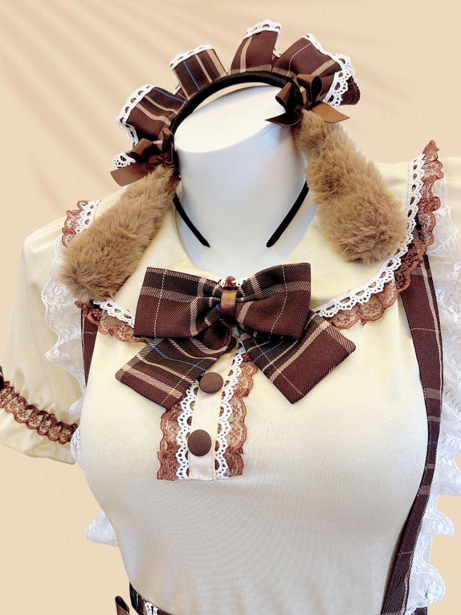 Plaid Puppy Cosplay Lolita Costume Set Blesssafe