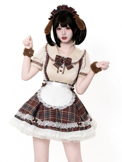 Plaid Puppy Cosplay Lolita Costume Set Blesssafe
