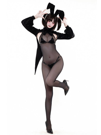 Tuxedo Style Bunny Cosplay Lingerie - Classic Gentleman Outfit blesssafe