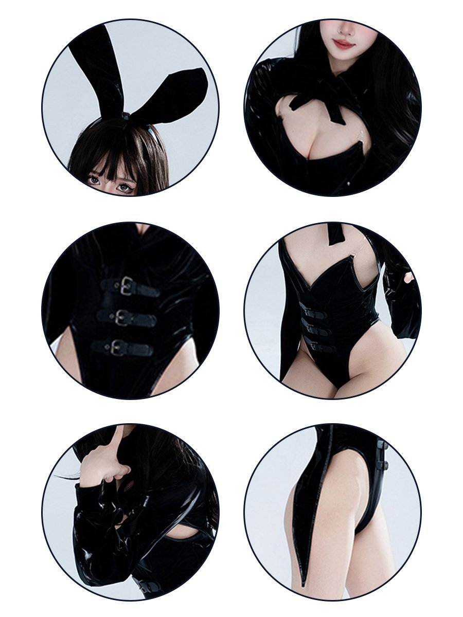 Latex Tuxedo Style Bunny Costume - High Gloss Casino Outfit blesssafe