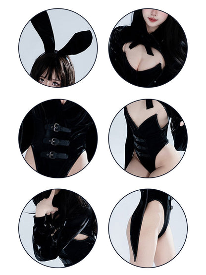 Latex Tuxedo Style Bunny Costume - High Gloss Casino Outfit blesssafe