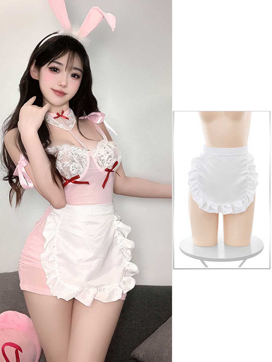 Classic French Maid Cosplay Outfit Apron Mini Dress Set Blesssafe