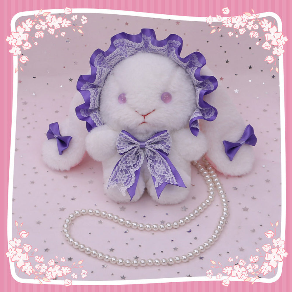 Plush Lolita Bunny Bag Crossbody Lace Bowkont Rabbit Handbag for Easter blesssafe