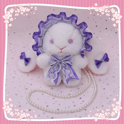 Plush Lolita Bunny Bag Crossbody Lace Bowkont Rabbit Handbag for Easter blesssafe