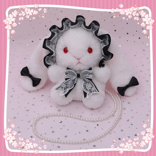 Plush Lolita Bunny Bag Crossbody Lace Bowkont Rabbit Handbag for Easter blesssafe