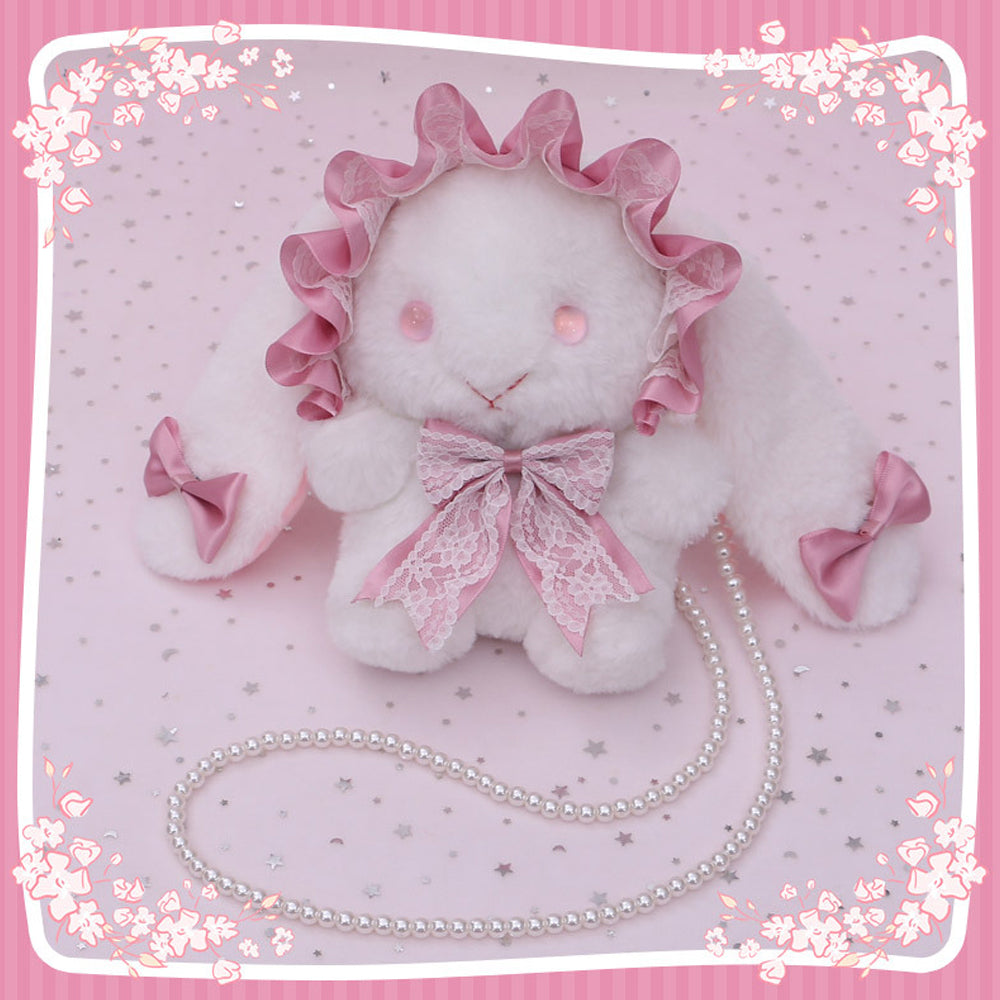 Plush Lolita Bunny Bag Crossbody Lace Bowkont Rabbit Handbag for Easter blesssafe