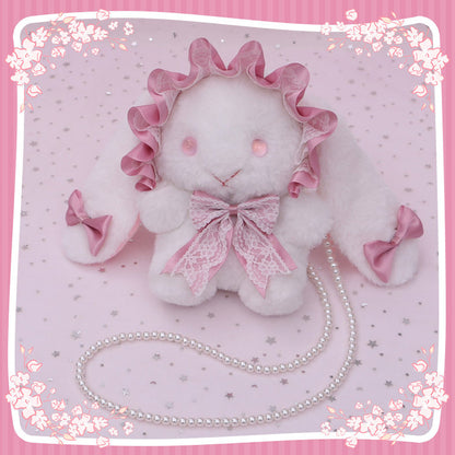 Plush Lolita Bunny Bag Crossbody Lace Bowkont Rabbit Handbag for Easter blesssafe