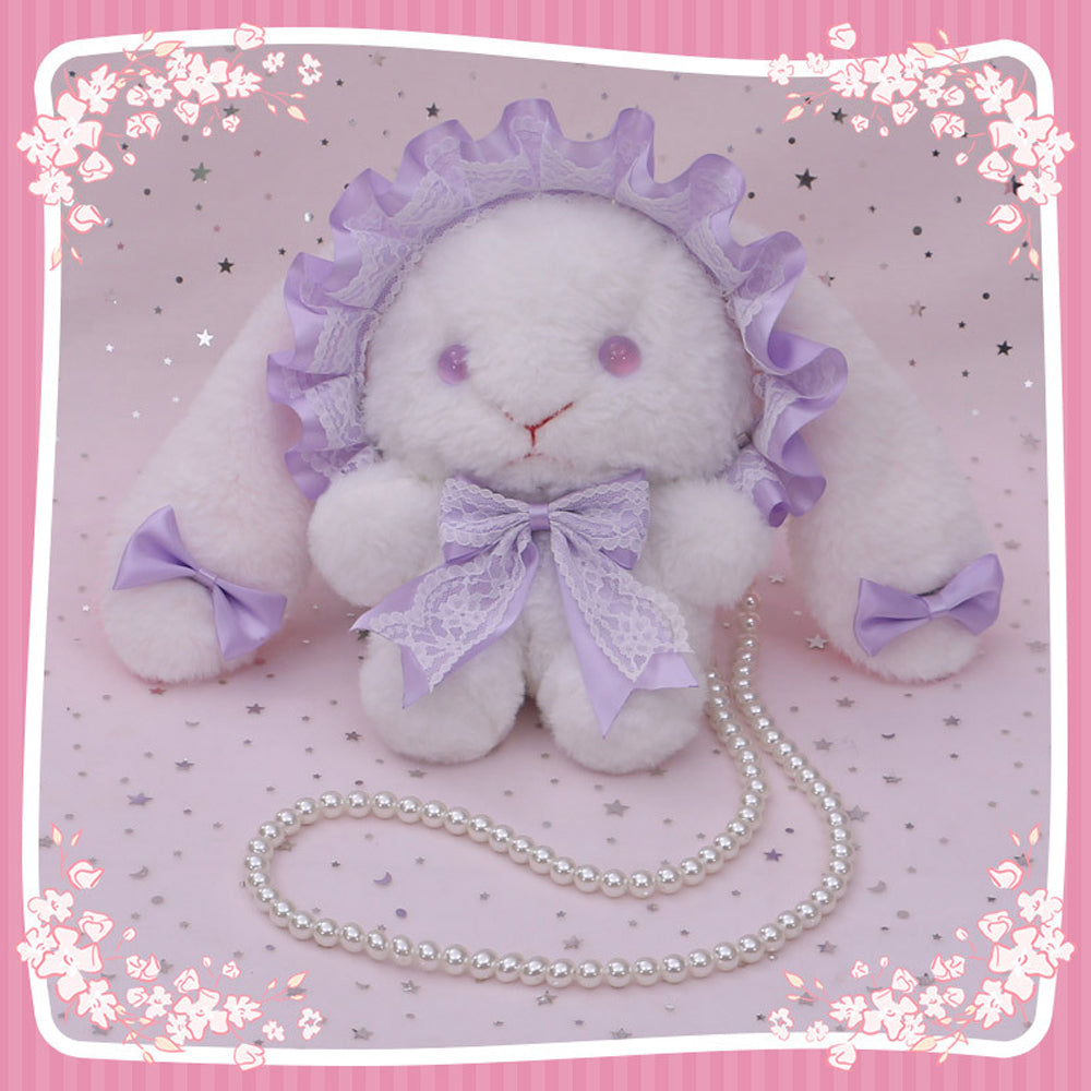 Plush Lolita Bunny Bag Crossbody Lace Bowkont Rabbit Handbag for Easter blesssafe