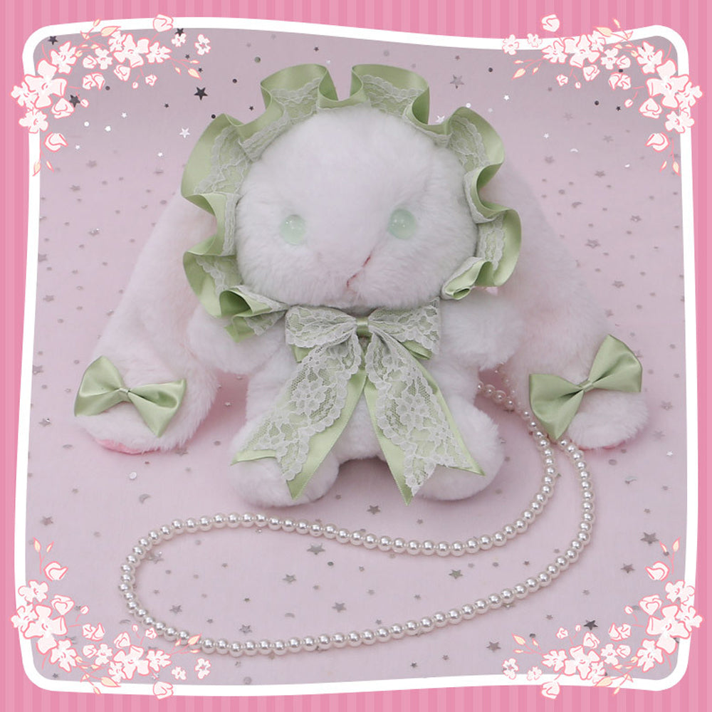 Plush Lolita Bunny Bag Crossbody Lace Bowkont Rabbit Handbag for Easter blesssafe