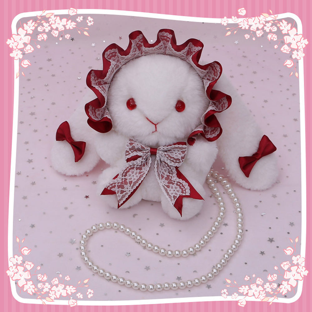 Plush Lolita Bunny Bag Crossbody Lace Bowkont Rabbit Handbag for Easter blesssafe