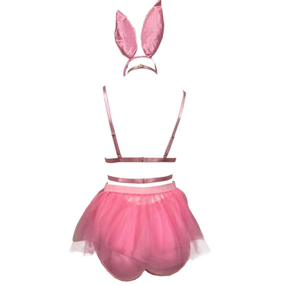 Sexy Playboy Bunny Lingerie Costume Micro Bra and Mesh Mini Skirt Cosplay Outfit blesssafe