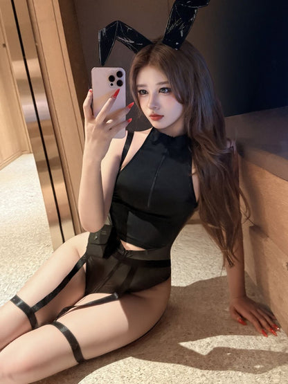 Zipper Crotch Bunny Cosplay Lingerie - Naughty Rabbit Teddy Outfit blesssafe