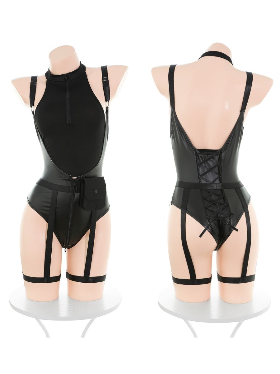 Zipper Crotch Bunny Cosplay Lingerie - Naughty Rabbit Teddy Outfit blesssafe