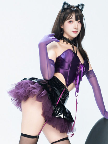 Purple Gothic Cat Girl Cosplay Set blesssafe