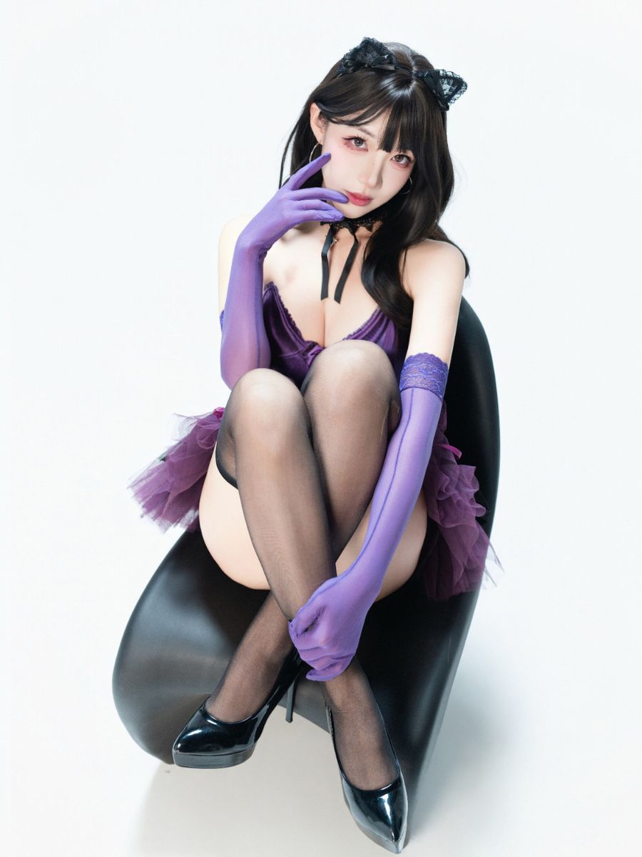 Purple Gothic Cat Girl Cosplay Set blesssafe