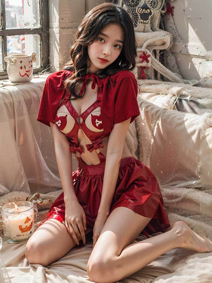 Red Hood Cupless Gothic Lingerie Cosplay
