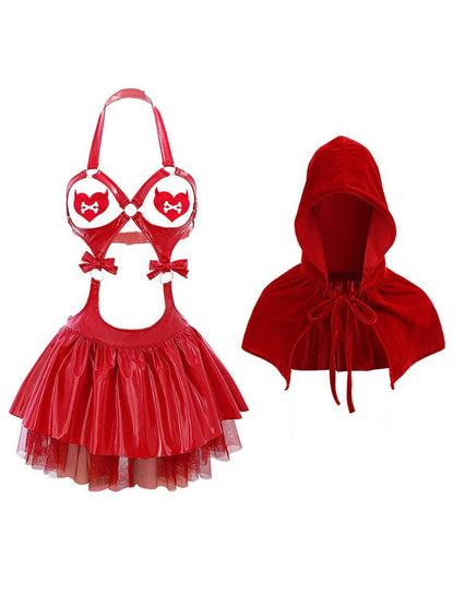 Red Hood Cupless Gothic Lingerie Cosplay