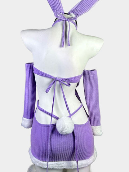 Rib Knit Cut Out Bunny Costume - Sexy Hollow Anime Bodysuit blesssafe