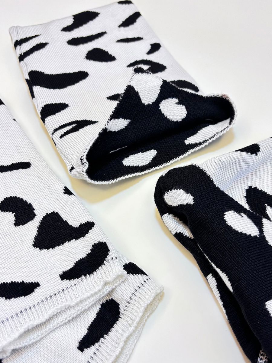 Rib Knit Cow Lingerie Set - Soft Textured Anime Animal Underwear Blesssafe