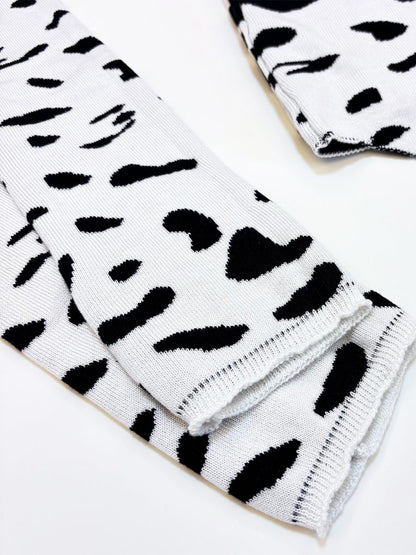 Rib Knit Cow Lingerie Set - Soft Textured Anime Animal Underwear Blesssafe