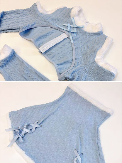 Ribbed Knit Bunny Cupless Outfit - Revealing Anime Cosplay Set blesssafe