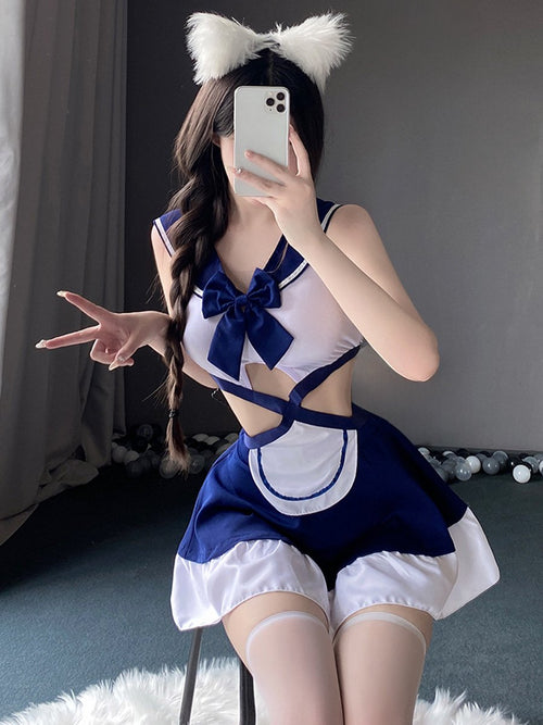 Japanese Navy Sailor Lingerie Dress - Sheer Transparent Seifuku Blesssafe