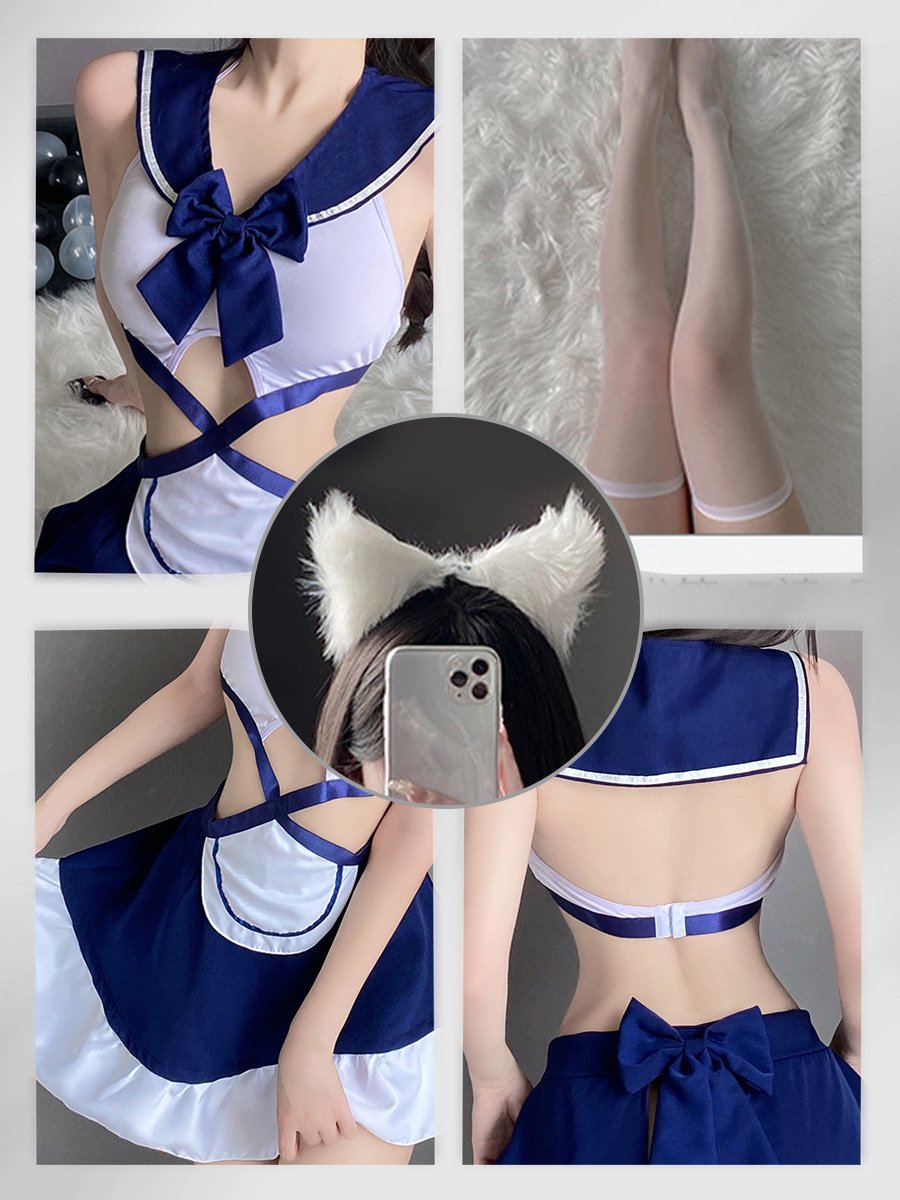 Japanese Navy Sailor Lingerie Dress - Sheer Transparent Seifuku Blesssafe