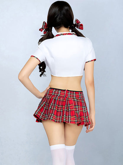Slutty Anime Plaid Skirt Set - Exotic Micro Uniform Bikini Set Blesssafe