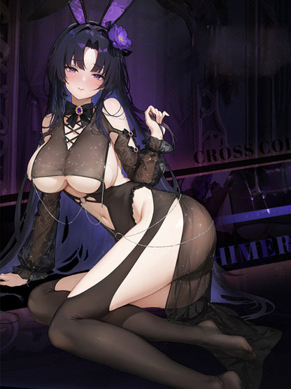 Gothic Black Bunny Costume for Women Dark Emo Rabbit Cosplay Outfit blesssafe