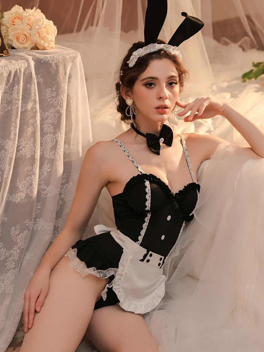 Party Bunny Maid Bodysuit - Festive Anime Servant Outfit blesssafe
