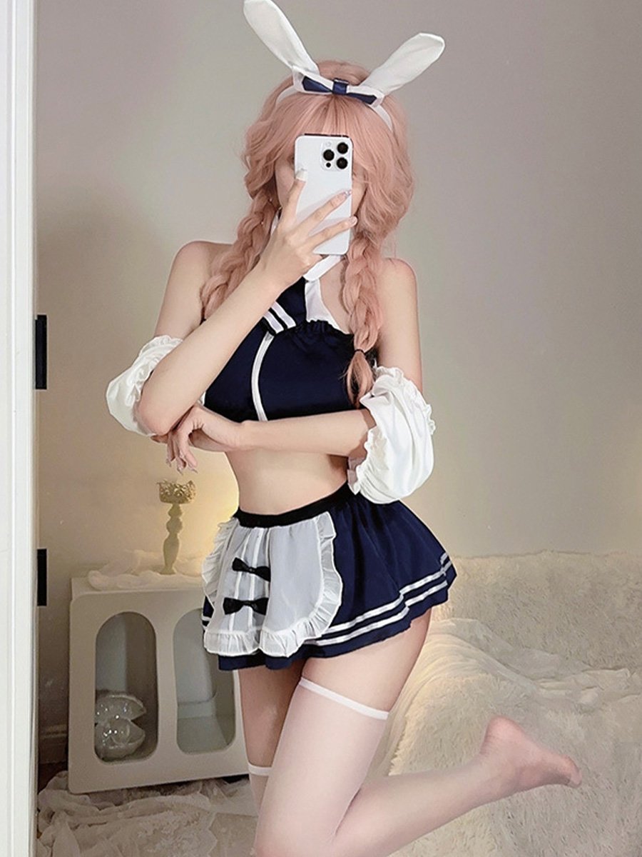 Sexy Bunny Maid Top and Skirt Set - Two Piece Cosplay Uniform blesssafe