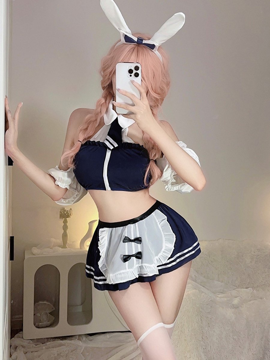 Sexy Bunny Maid Top and Skirt Set - Two Piece Cosplay Uniform blesssafe