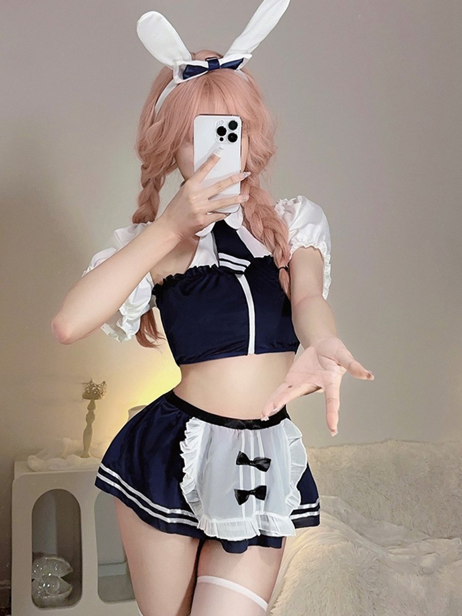 Sexy Bunny Maid Top and Skirt Set - Two Piece Cosplay Uniform blesssafe