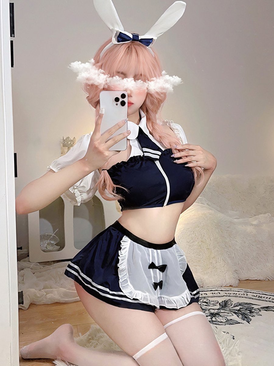 Sexy Bunny Maid Top and Skirt Set - Two Piece Cosplay Uniform blesssafe